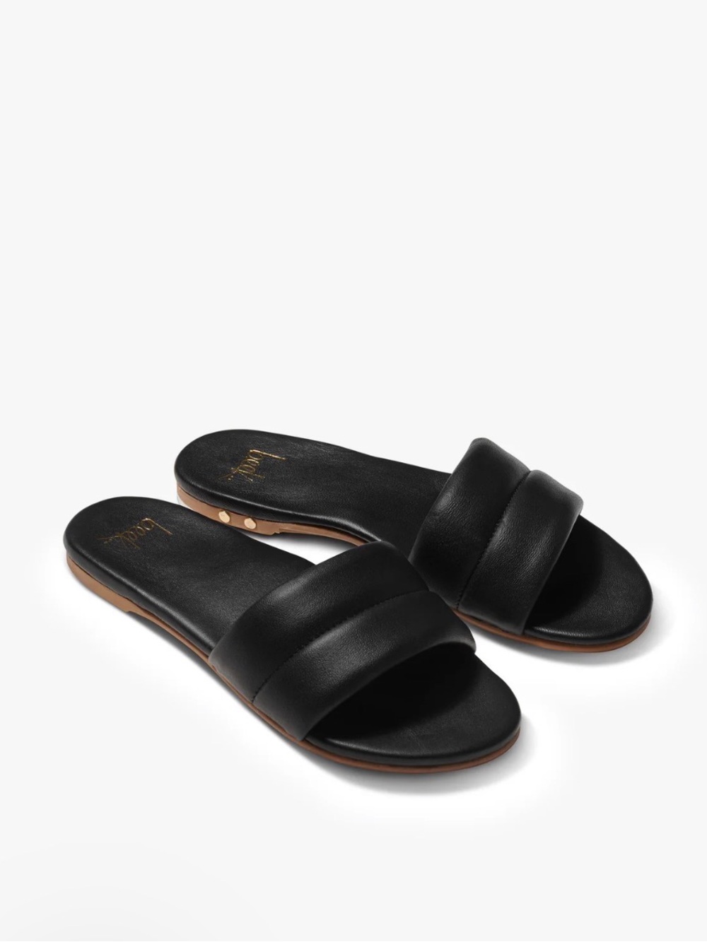 beek Black Leather Slide Sandals